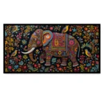 Traditional Indian Minimalist Folk Art – Elephant Canvas Wall Décor - Image 2
