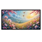 Cherry Blossom Sunrise Over Mountains – Nature Landscape Canvas for Decor - Image 2