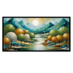 Peaceful Mountain Scenery – Calm Nature Landscape Artwork Canvas Painting - Image 2